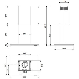 Вытяжка FALMEC LUMEN ISOLA NRS 90 (CLUI90.E10P2#NEUI490F)