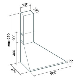 Вытяжка FALMEC TRAPEZIO 90 IX (600) пристенная левая CTRS90.E0#I461F