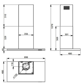 Вытяжка FALMEC LUMEN NRS 90 (CLUN90.E14P2#NEUI490F)