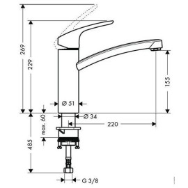 Смеситель HANSGROHE focus e 2 31806000 для мойки