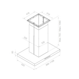 Вытяжка PANDO I-825/90 INOX V.1250 ECO SEC