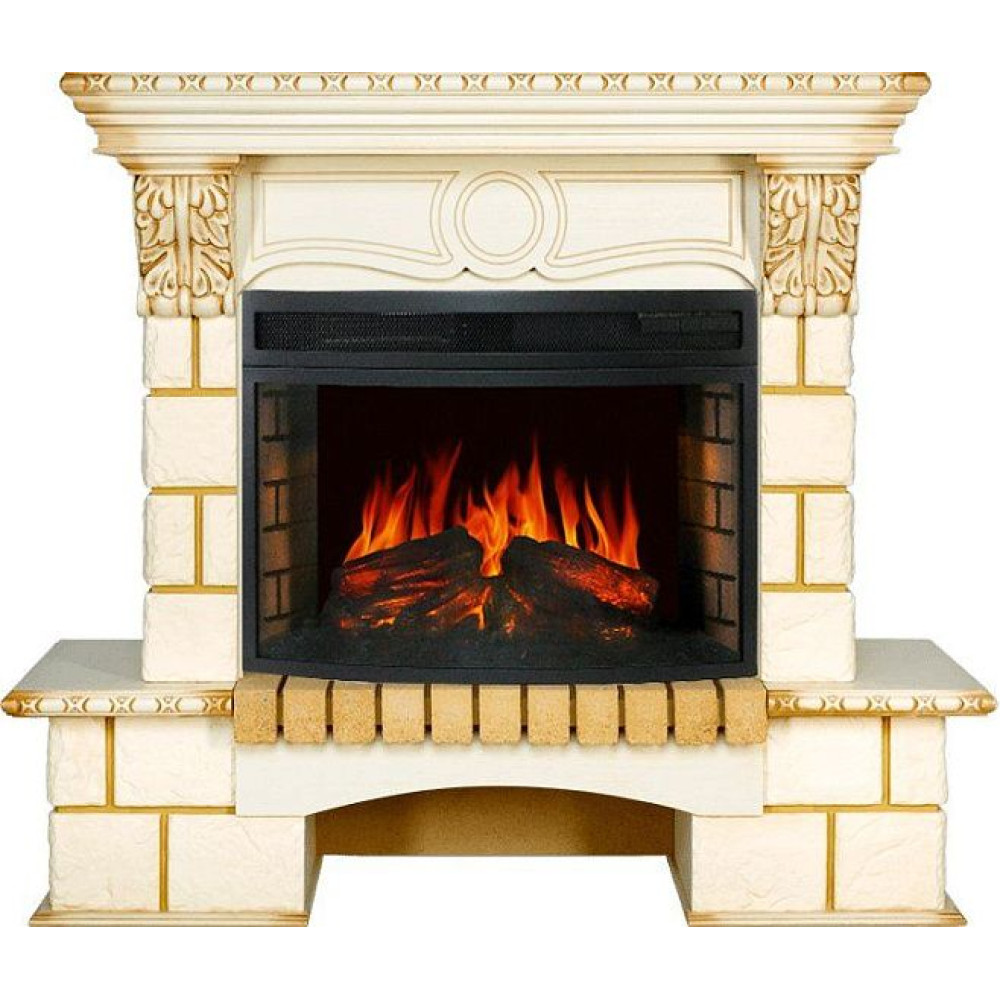 Камин ROYAL FLAME pierre luxe шампань под dioramic 25 fx слоновая кость с патиной 64907997