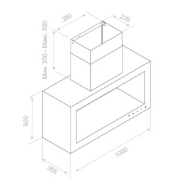 Вытяжка PANDO P-960/100 INOX/BLANCO BRILLO V.1250 ECO SEC