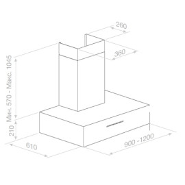 Вытяжка PANDO P-1001/90 INOX V.1250 ECO SEC