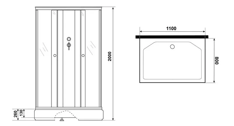 Душевая кабина NIAGARA Promo P110/80/26Q/MT/BK