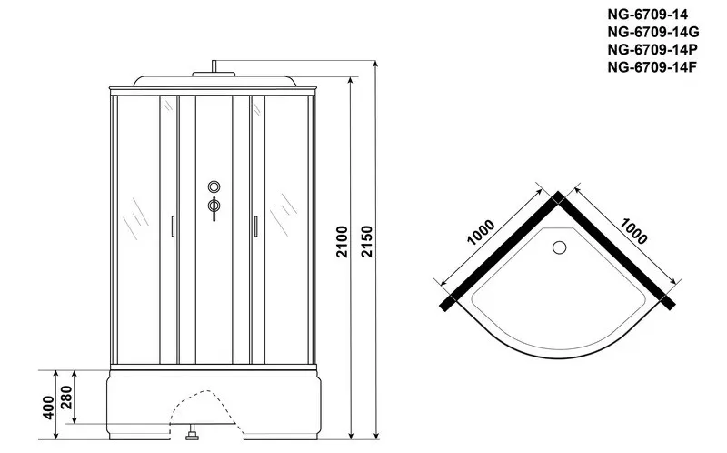 Душевая кабина NIAGARA NG-6709-14G