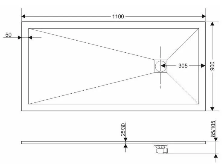 Поддон GROSSMAN GR-S190110QBR 90х110х2,5 см
