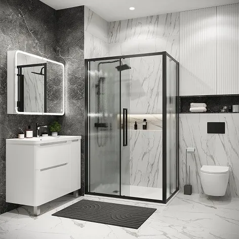 Душевое ограждение GROSSMAN 100.K33.02.120.21.02-200.K33.02.100.21.02 черный матовый