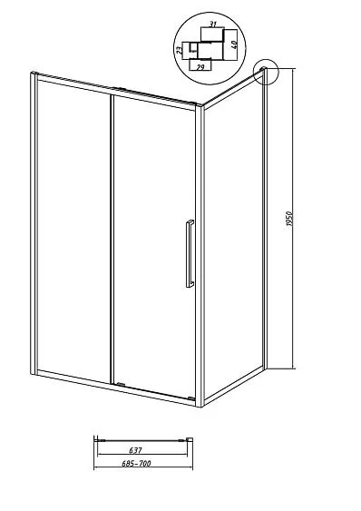 Боковая стенка GROSSMAN 200.K33.02.70.42.00 графит сатин