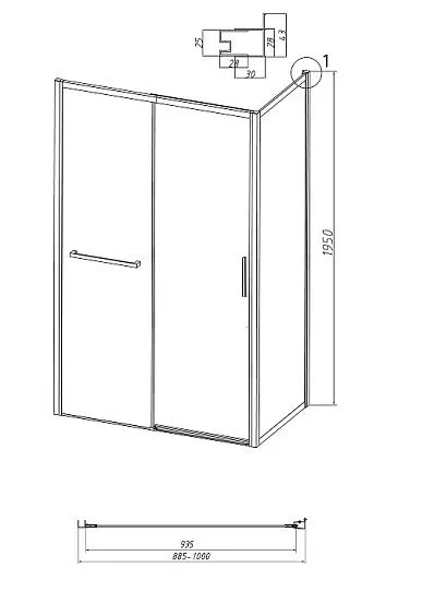 Боковая стенка GROSSMAN 200.K33.05.100.10.00 хром