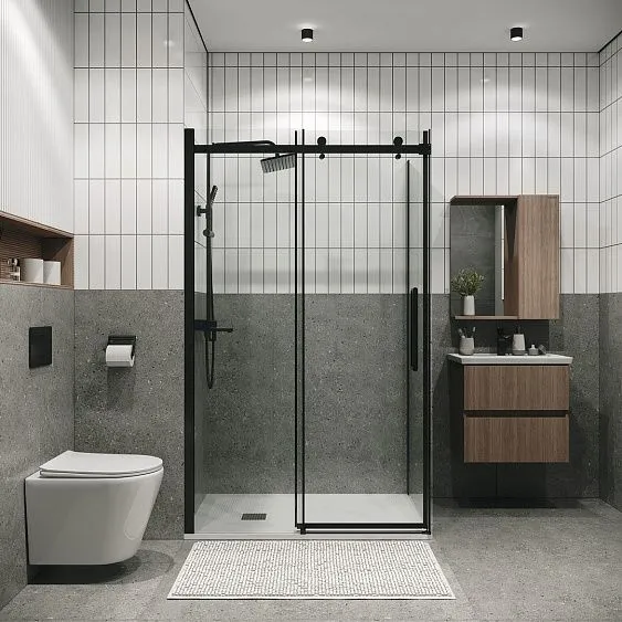 Душевое ограждение GROSSMAN 100.K33.04.100.21.00-200.K33.04.80.21.00 черный матовый