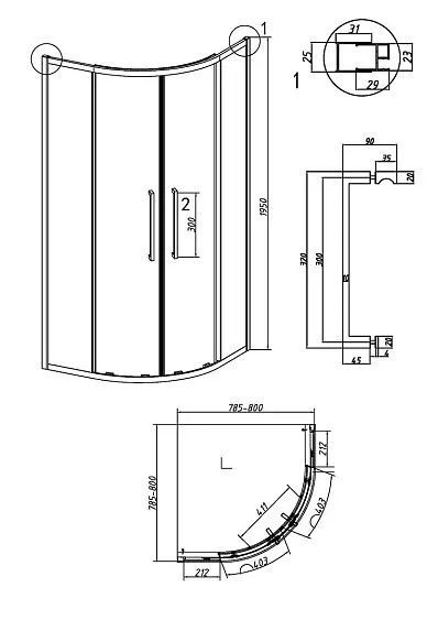 Душевое ограждение GROSSMAN 301.K33.02.8080.10.00 хром