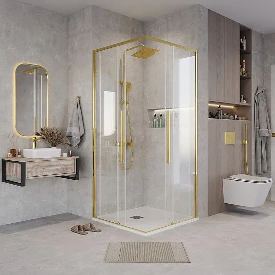 1/2 душевого ограждения GROSSMAN 1/2.K33.01.10.32.00 золото сатин