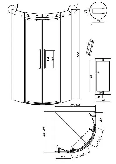 Душевое ограждение GROSSMAN 301.K33.04.1010.10.00 хром