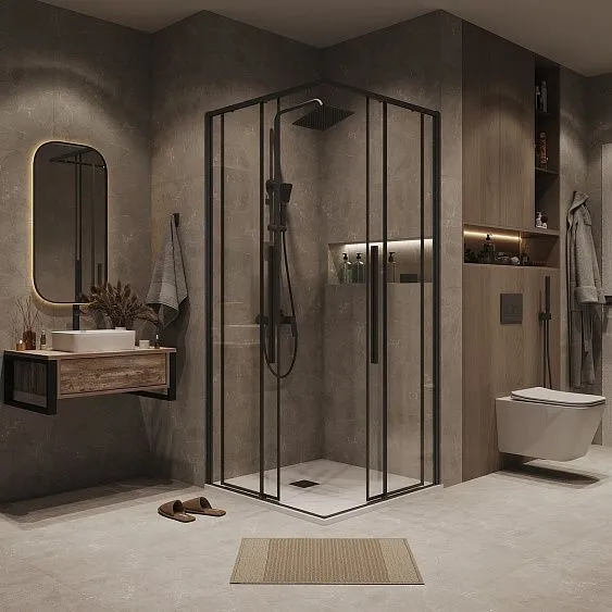 1/2 душевого ограждения GROSSMAN 1/2.K33.01.80.21.00 черный матовый