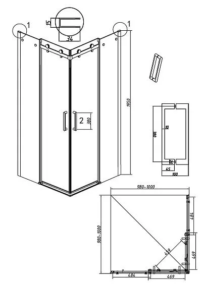 Душевое ограждение GROSSMAN 300.K33.04.1010.10.00 хром