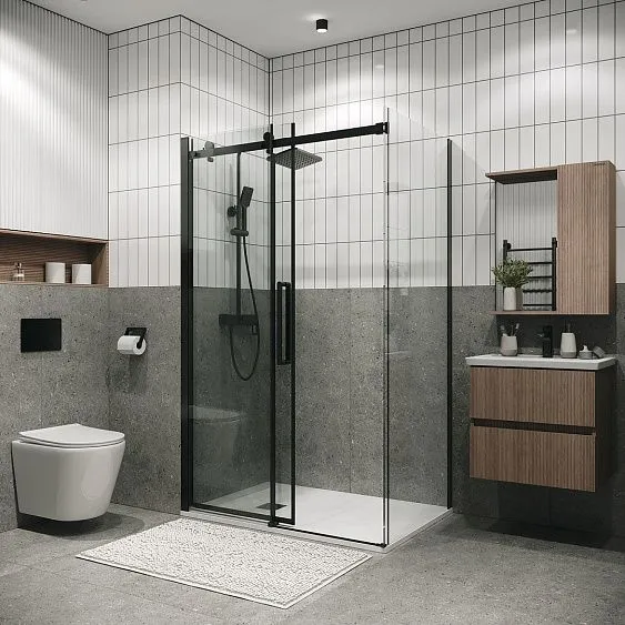 Душевое ограждение GROSSMAN 100.K33.04.120.21.00-200.K33.04.80.21.00 черный матовый