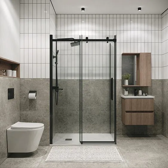 Душевое ограждение GROSSMAN 100.K33.04.120.42.00-200.K33.04.80.42.00 графит сатин