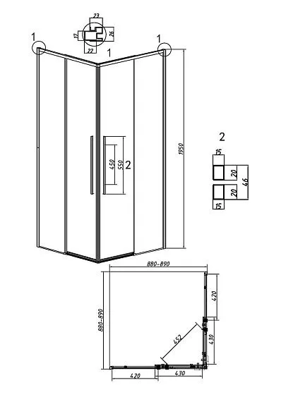 Душевое ограждение GROSSMAN 300.K33.01.9090.10.00 хром