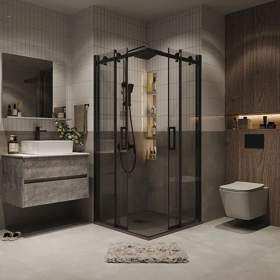 Душевое ограждение GROSSMAN 300.K33.04.8080.21.00 черный матовый