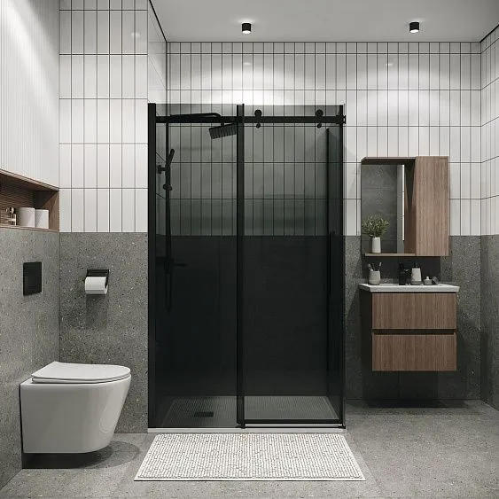 Душевое ограждение GROSSMAN 100.K33.04.100.21.10- 200.K33.04.80.21.10 черный матовый