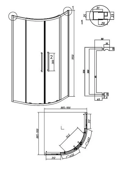 Душевое ограждение GROSSMAN 301.K33.02.9090.10.00 хром