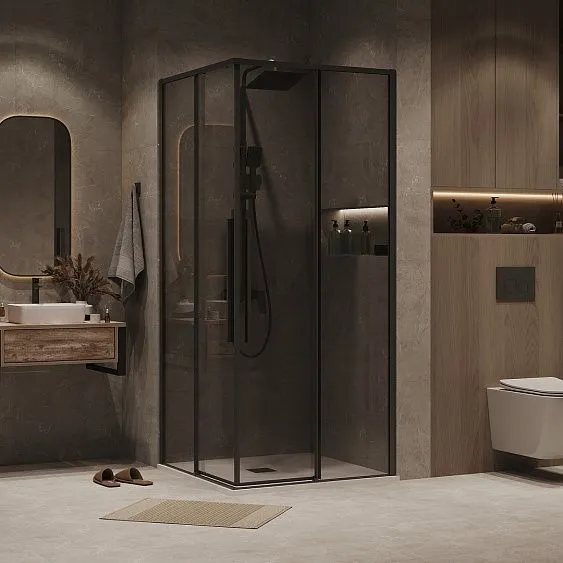 1/2 душевого ограждения GROSSMAN 1/2.K33.01.10.21.10 черный матовый