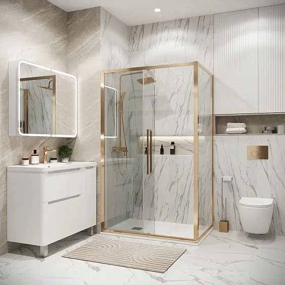 Душевое ограждение GROSSMAN 100.K33.02.100.32.00-200.K33.02.100.32.00 золото сатин