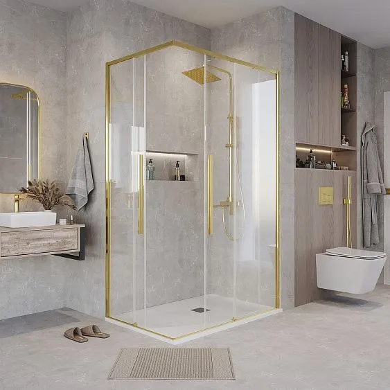 Душевое ограждение GROSSMAN 1/2.K33.01.11.32.00-1/2.K33.01.80.32.00 золото сатин