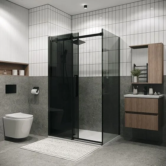 Душевое ограждение GROSSMAN 100.K33.04.100.21.10- 200.K33.04.80.21.10 черный матовый