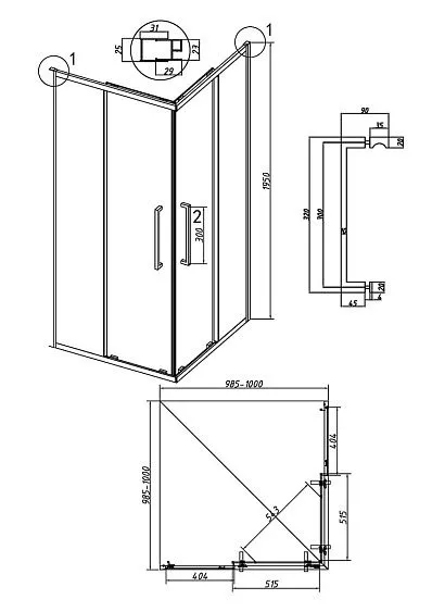 Душевое ограждение GROSSMAN 300.K33.02.1010.10.00 хром