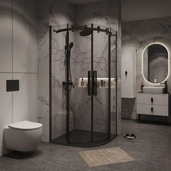 Душевое ограждение GROSSMAN 301.K33.04.9090.21.00 черный матовый