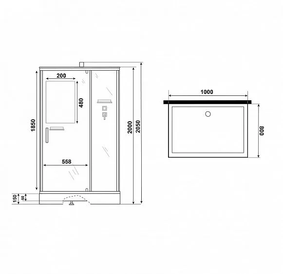 Душевая кабина NIAGARA Standart ST100/80/15Q/BL/BK
