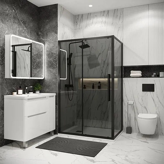 Душевое ограждение GROSSMAN 100.K33.02.130.21.10-200.K33.02.90.21.10 черный матовый