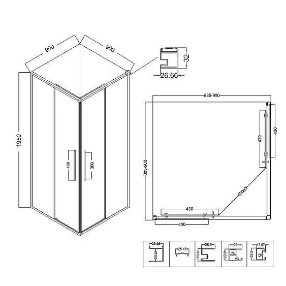 Душевое ограждение NIAGARA NG-6822-34ВLACK