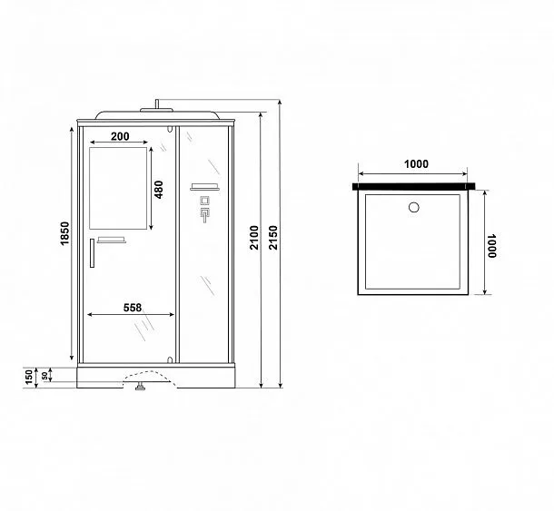 Душевая кабина NIAGARA Standart ST100/15Q/BL