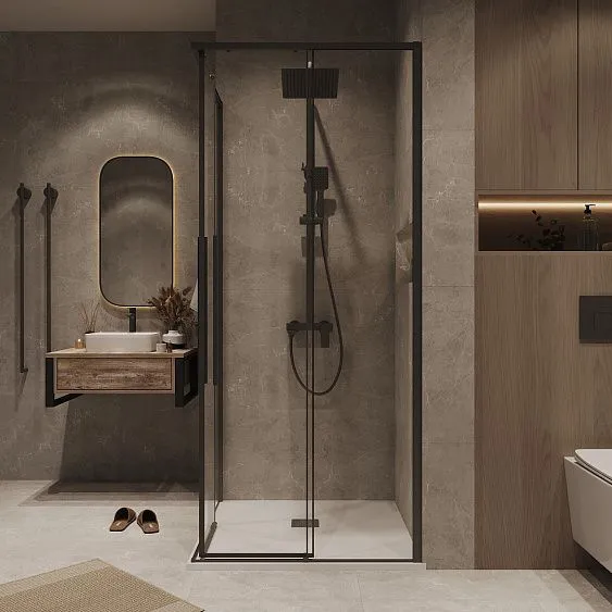 1/2 душевого ограждения GROSSMAN 1/2.K33.01.80.21.00 черный матовый