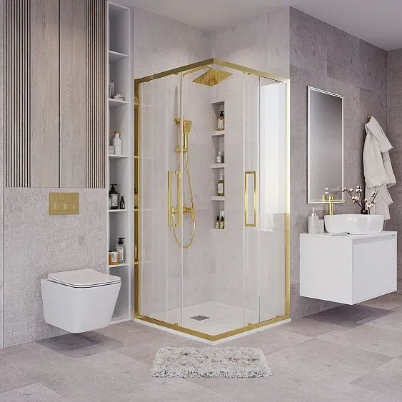 Душевое ограждение GROSSMAN 300.K33.02.9090.32.00 золото сатин