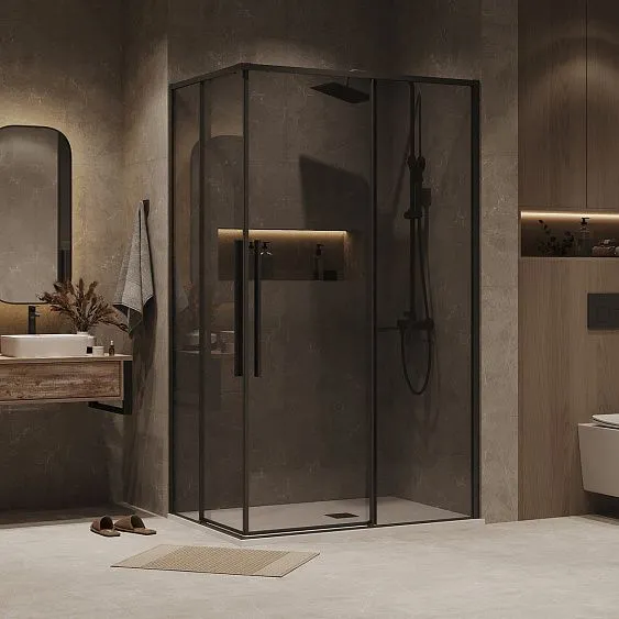 Душевое ограждение GROSSMAN 1/2.K33.01.11.21.10-1/2.K33.01.10.21.10 черный матовый