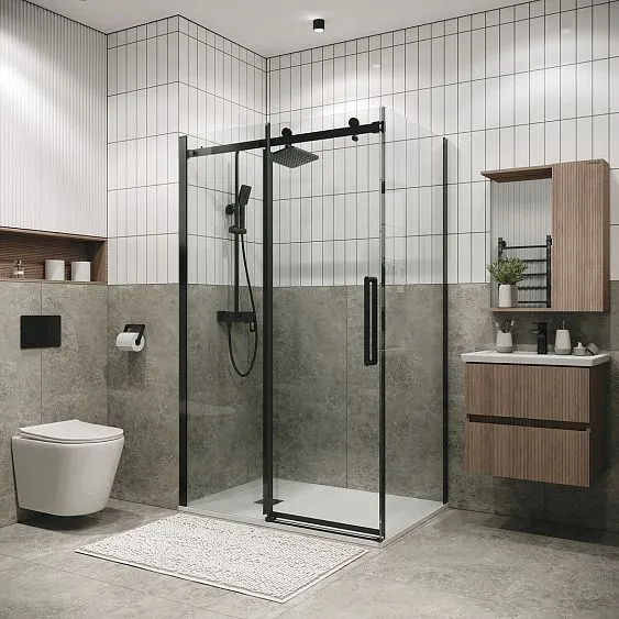 Душевое ограждение GROSSMAN 100.K33.04.110.42.00-200.K33.04.80.42.00 графит сатин