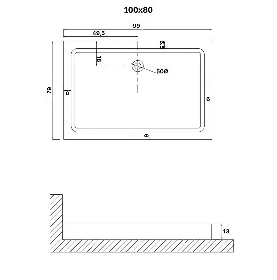 Душевой поддон NIAGARA NG-P1080-14Q