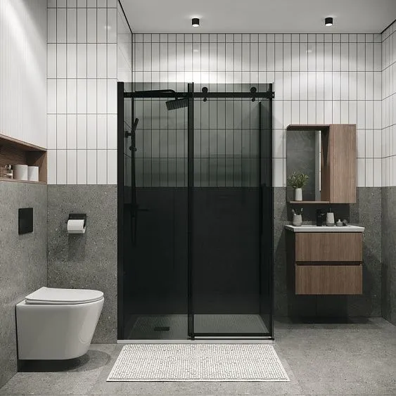 Душевое ограждение GROSSMAN 100.K33.04.110.21.10-200.K33.04.80.21.10 черный матовый