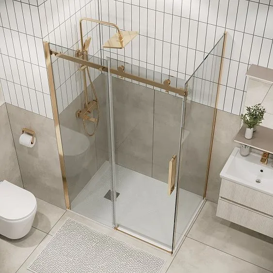 Душевое ограждение GROSSMAN 100.K33.04.160.32.00-200.K33.04.90.32.00 золото сатин
