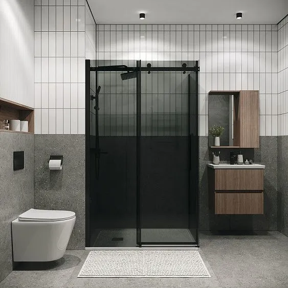 Душевое ограждение GROSSMAN 100.K33.04.160.21.10-200.K33.04.80.21.10 черный матовый