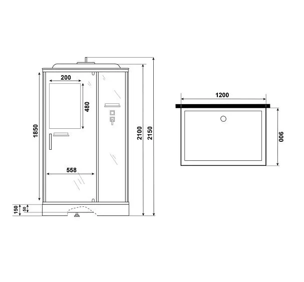 Душевая кабина NIAGARA Standart ST120/90/15Q/BL