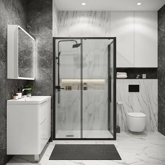 Душевое ограждение GROSSMAN 100.K33.02.130.21.02-200.K33.02.90.21.02 черный матовый