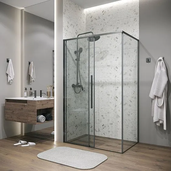 Душевое ограждение GROSSMAN 100.K33.01.140.42.00-200.K33.01.90.42.00 графит сатин