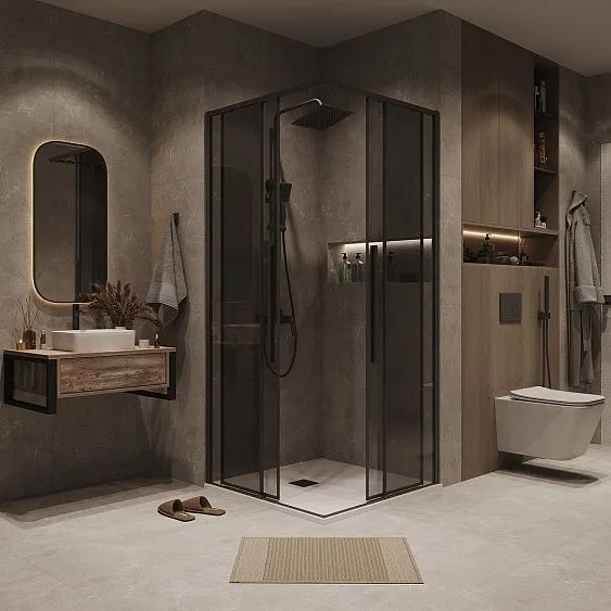 1/2 душевого ограждения GROSSMAN 1/2.K33.01.11.21.10 черный матовый