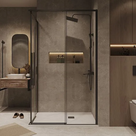 Душевое ограждение GROSSMAN 1/2.K33.01.11.21.00-1/2.K33.01.10.21.00 черный матовый