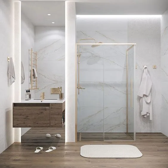 Душевое ограждение GROSSMAN 100.K33.01.120.32.00-200.K33.01.90.32.00 золото сатин